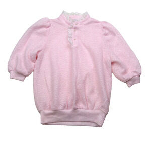 Topson Downs Vintage 80s Shirt Large Pink Kawaii Fairy Kei Balloon Sleeve 1980s